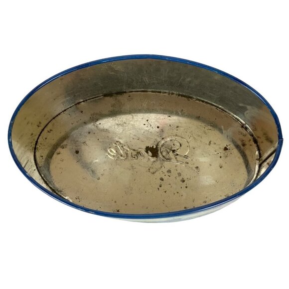 Vintage Droste Haarlem Holland Empty Tin Container Oval Blue White Designs - Picture 7 of 8